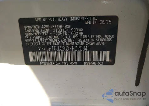 2015 Subaru Impreza 2.0I Limited from USA, damaged, VIN JF1GJAS6XFH020341